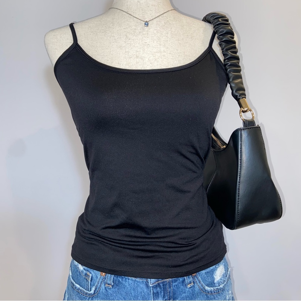 White House Black Market Black Spaghetti Strap Top size Medium Satin Material